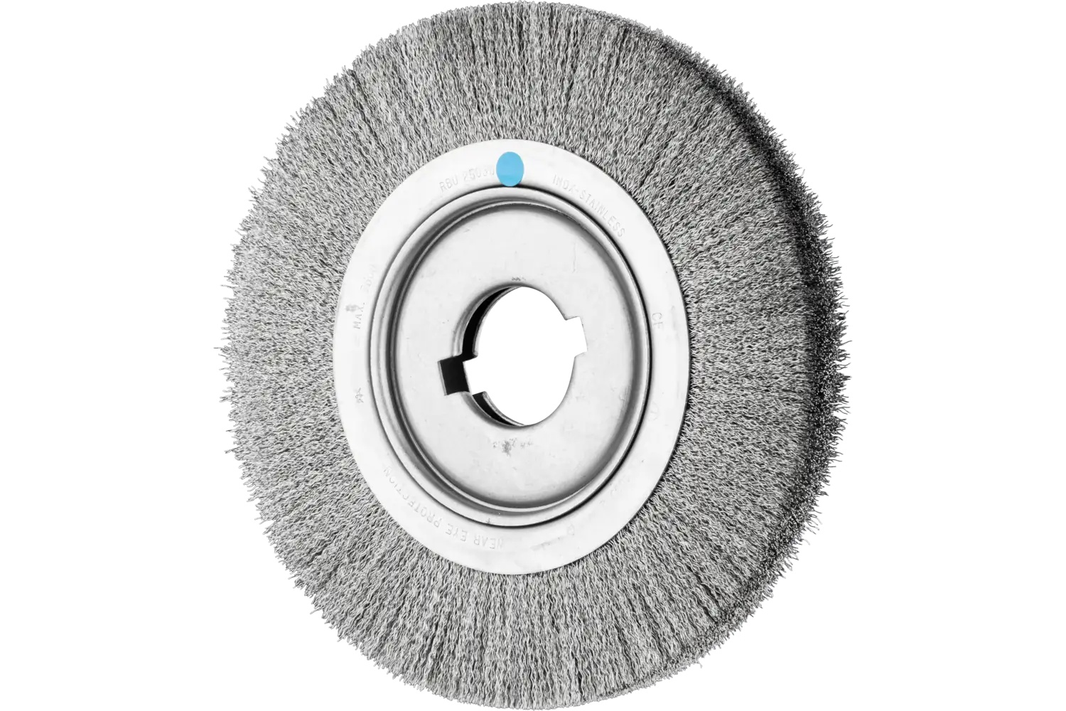 Picture of Pferd Crimped Wire Wheel Brush 10" Dia Medium Face .012 Stainless Steel 2" Keyed Arbor